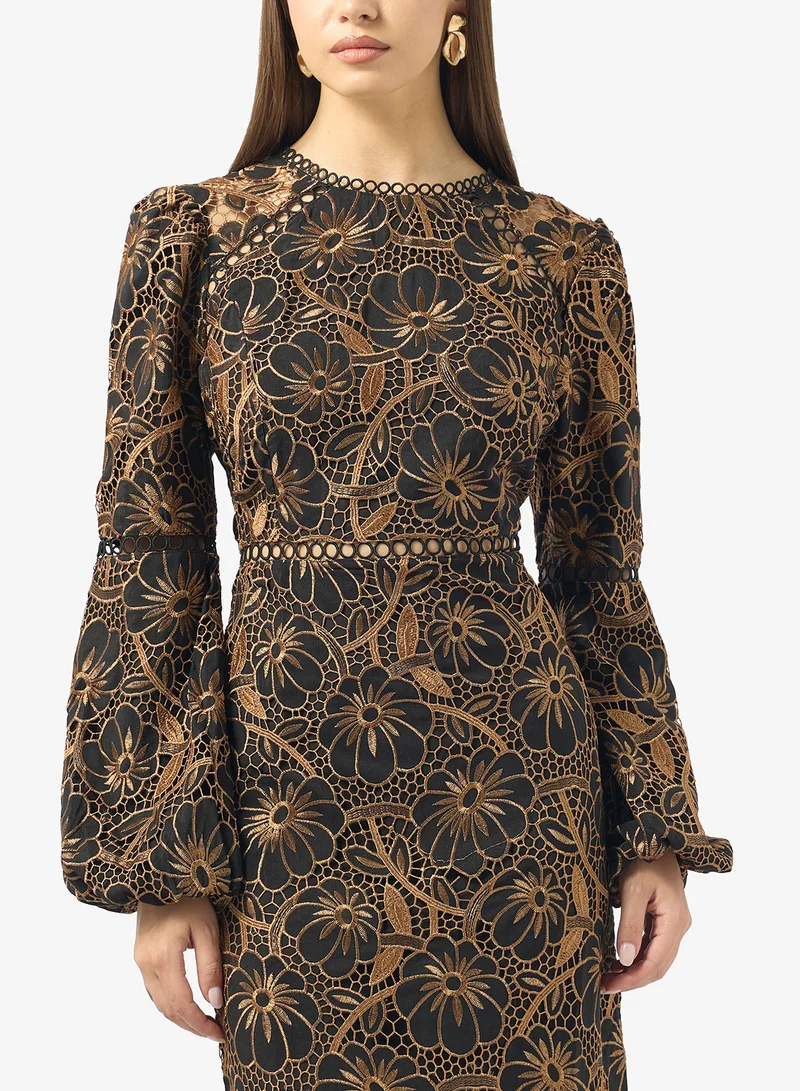 Just Me  Printed Crew Neck Tiered Dress for Women | Best Price UAE